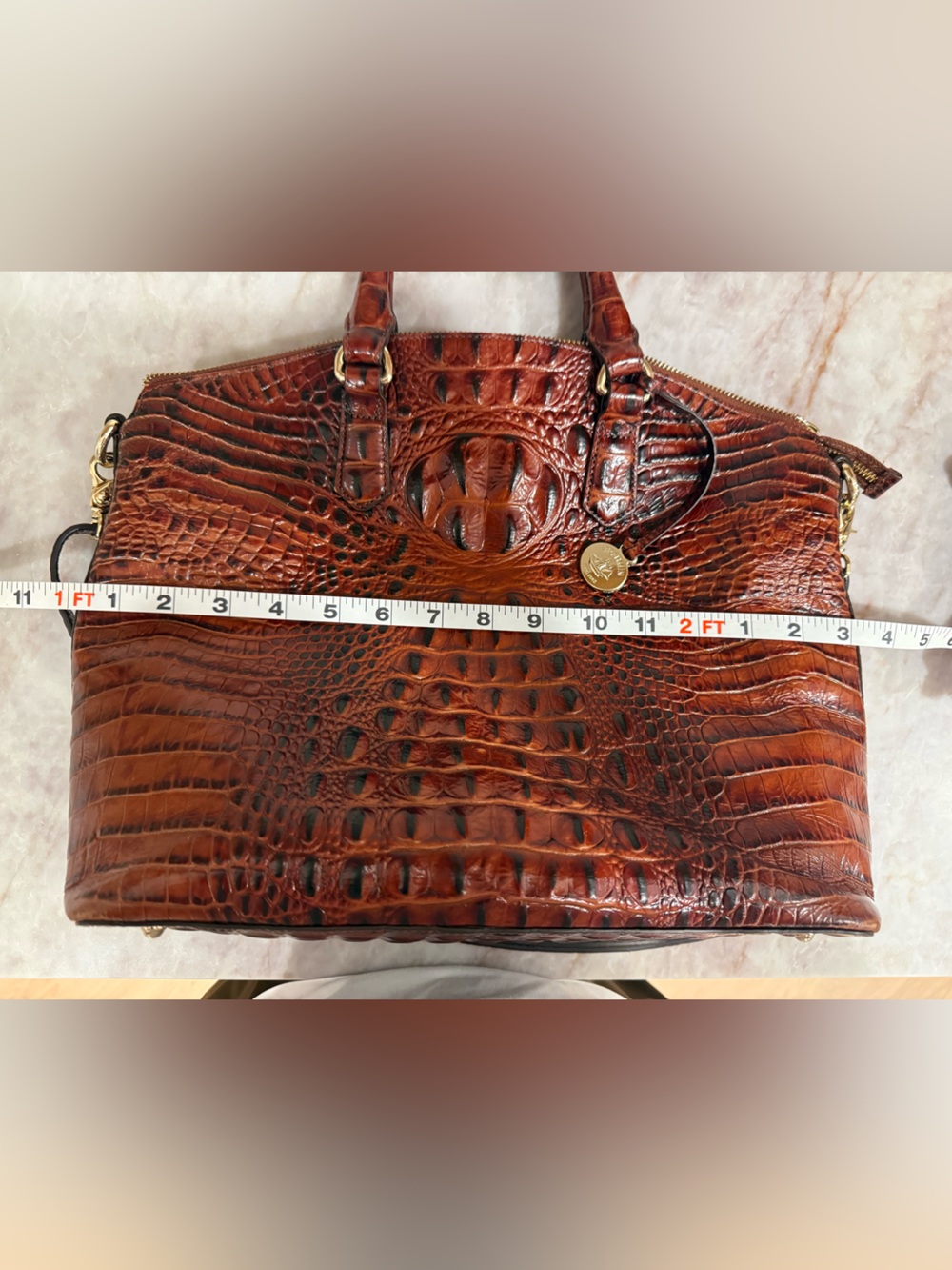 Brahmin Large Duxbury Satchel Brown Croc-Embossed Leather bag - Picture 16 of 16